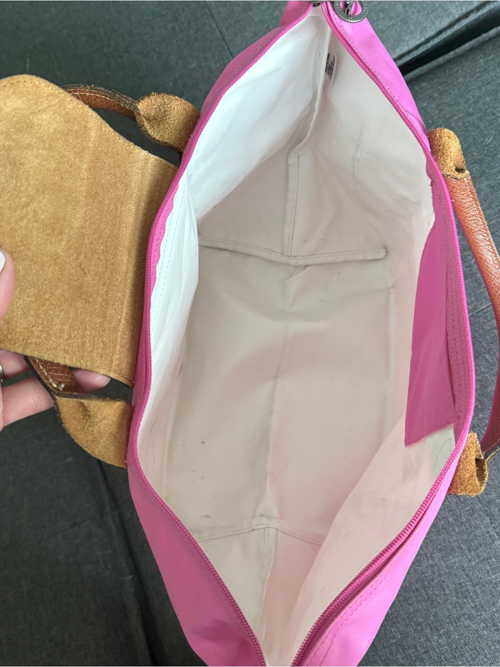 Longchamp Le Pilage Large Pink Top-Handle Tote Bag - Picture 5 of 10